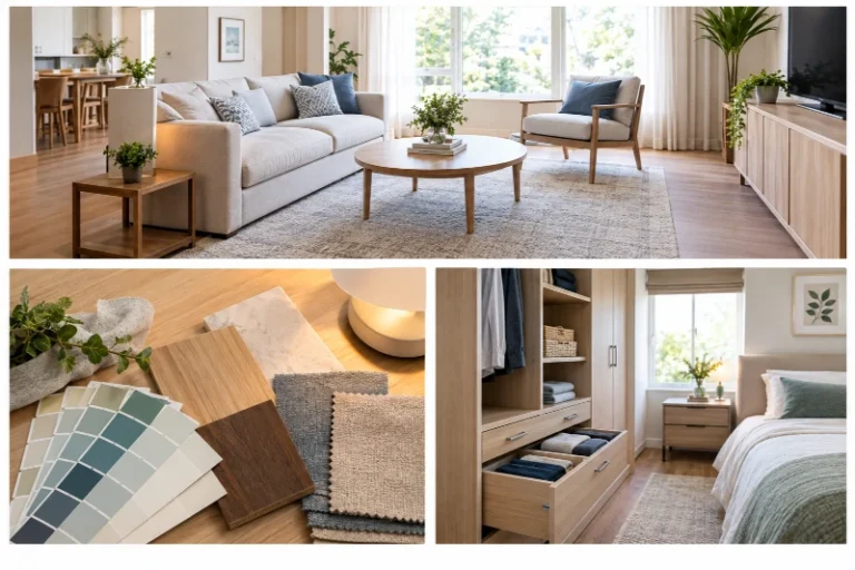 Interior design ideas for a bright living room with neutral furniture and natural lighting